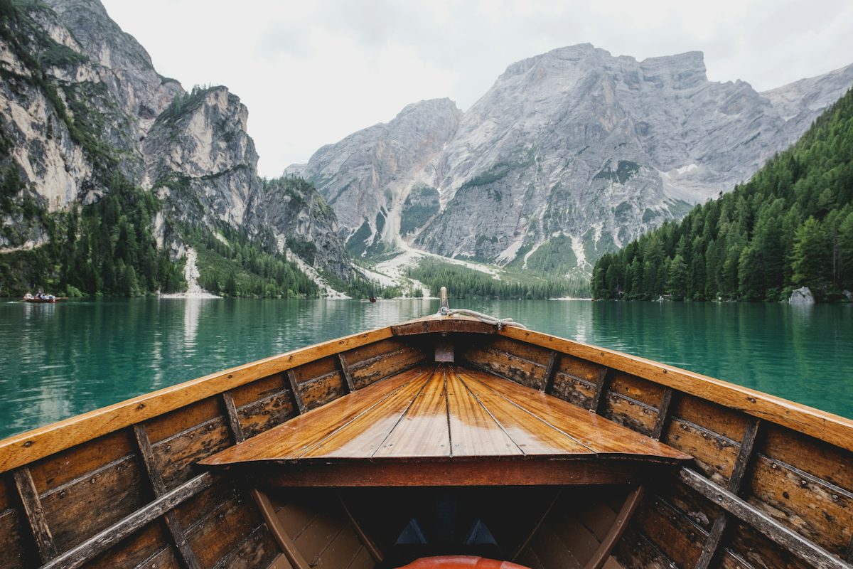 Wooden boat on Lago di Braies